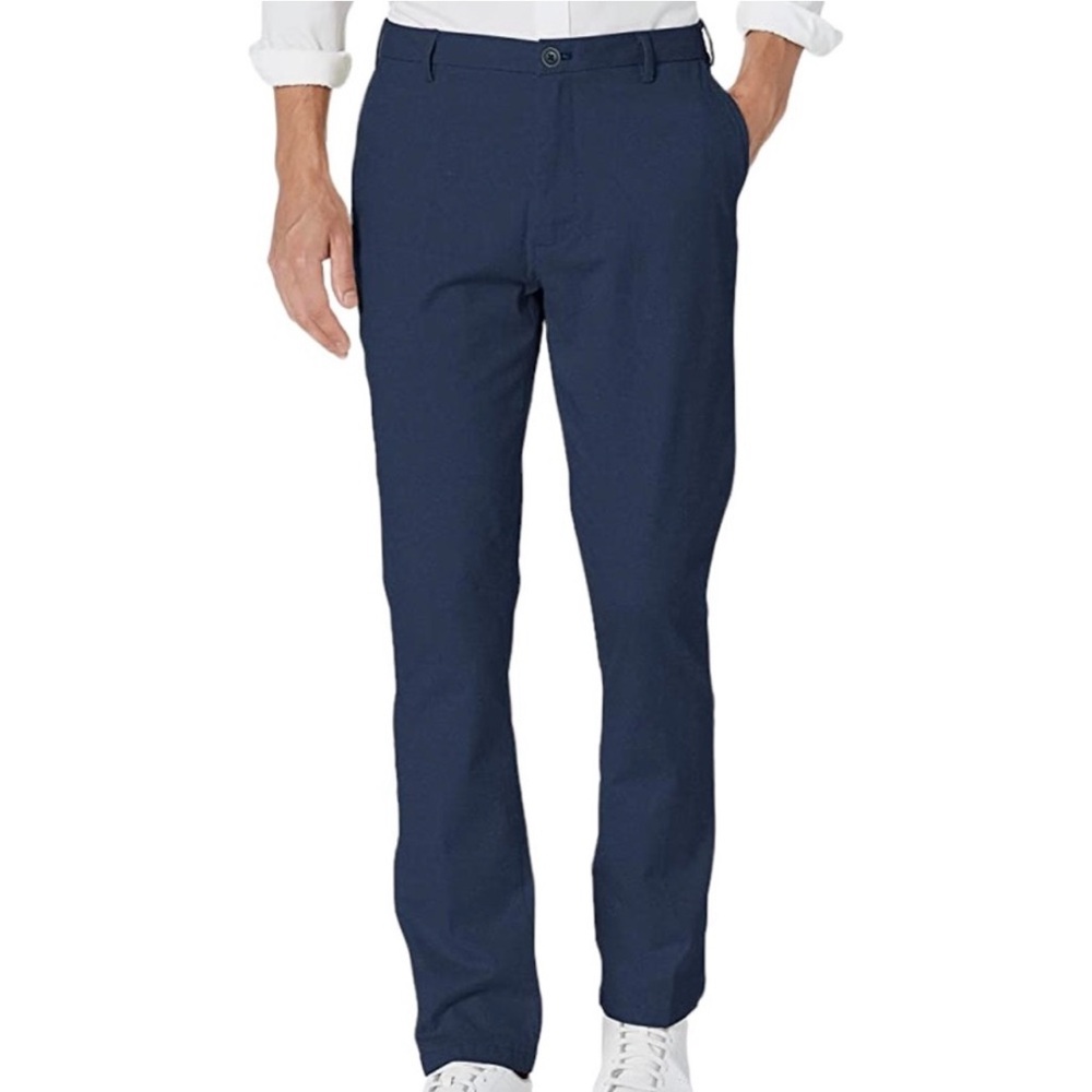 Izod Izod Performance Advantage Straight Fit Chinos - Navy Blue Non-Iron Pants
